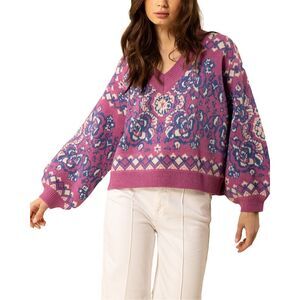 Hale Bob Womens Jessica V Neck Wool-Blend Sweater